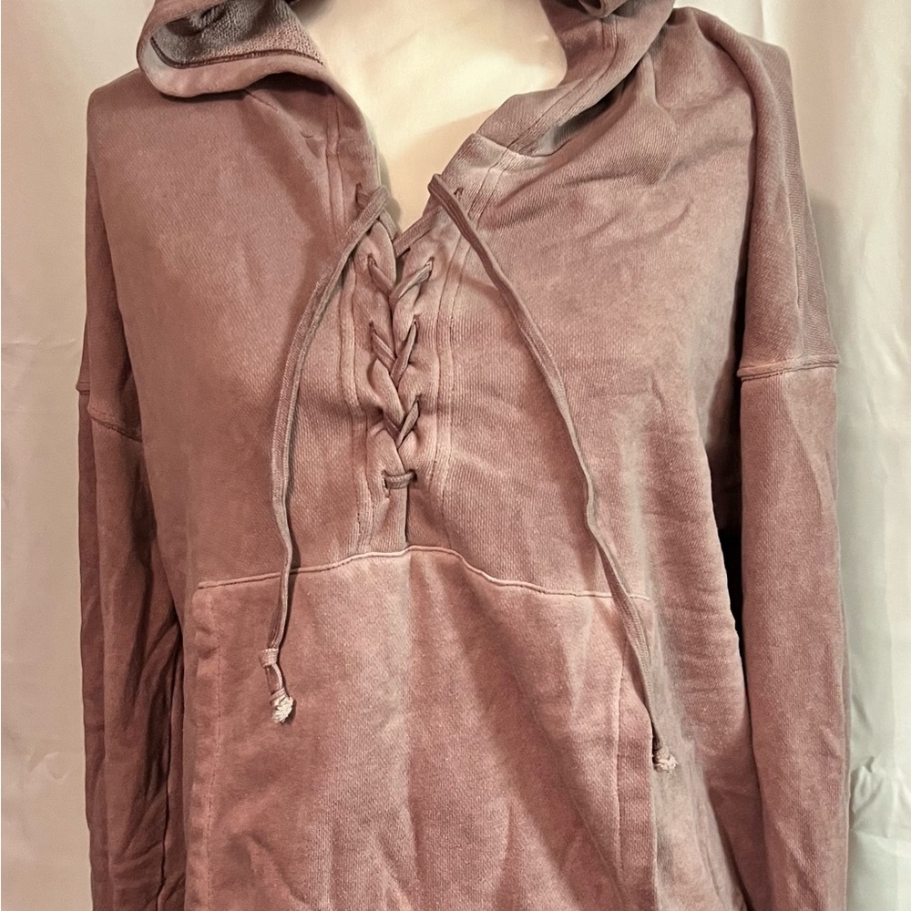 American Eagle Outfitters Mauve Lace-Up Hoodie